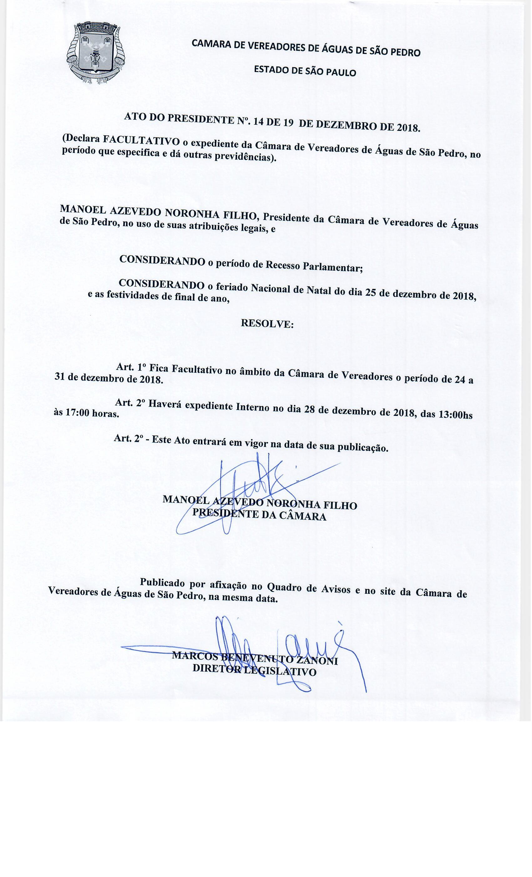 Imagem 20181220_ATO DO PRESIDENTE Nº 14 Selecione a Imagem